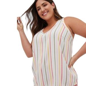 Torrid Challis Pleat Back Detail Multicolor Stripe Tank Size 3 NWT